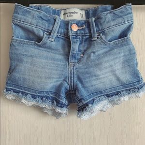 Girl’s Abercrombie Dark Wash Lace-Trim Midi Shorts